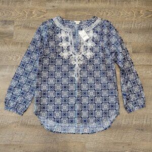 NWT J. CREW | Embroidered Tunic Blouse Top | Sz. XXS